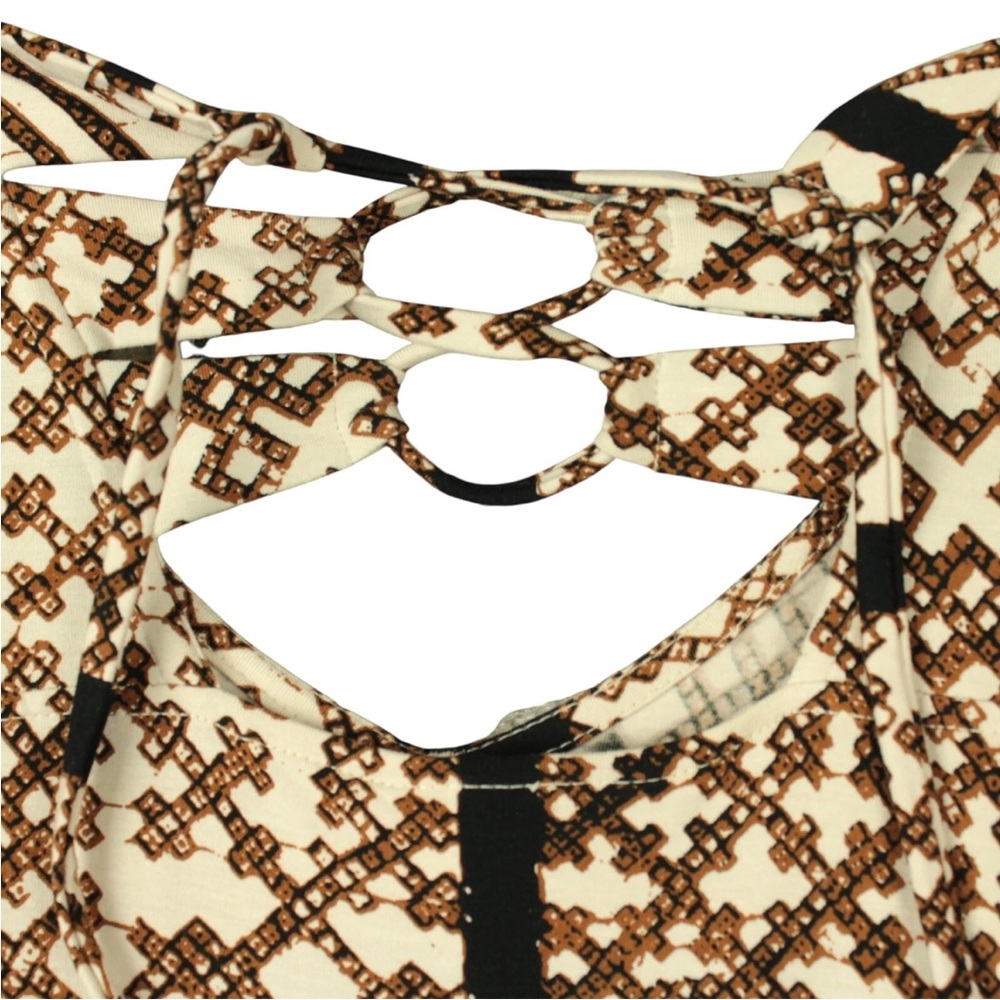 Bel Kazan Anthropology Midi Dress Short Sleeves Sz L geometric Print Boho - Picture 6 of 14